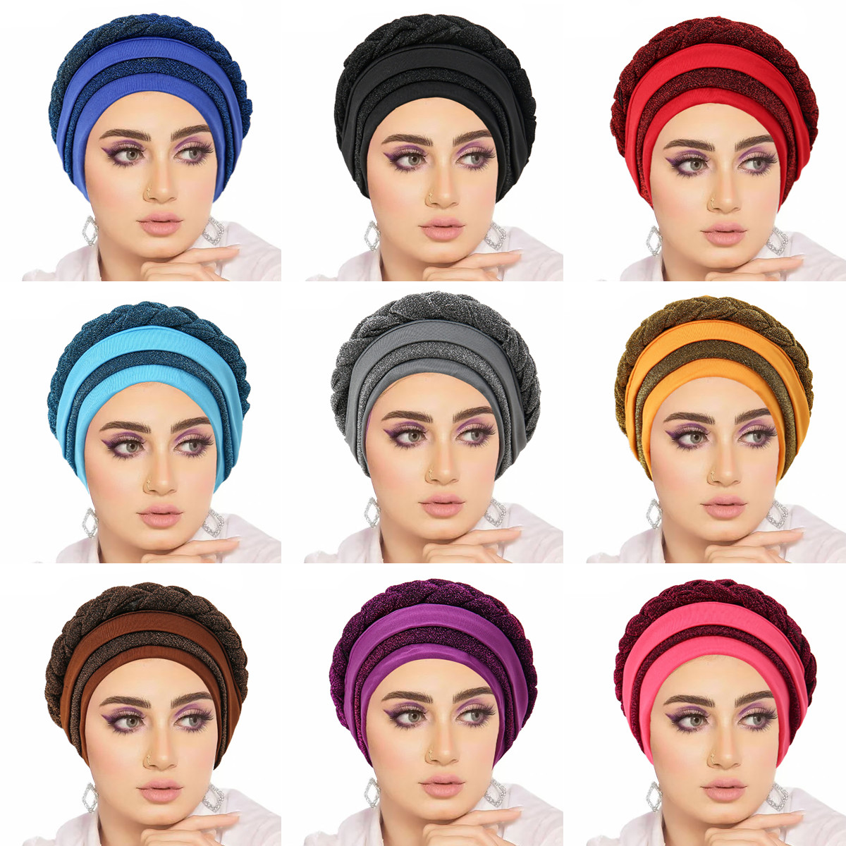 Head Wrap Turban - Nieuwe Vrouwen Haaruitval Moslim Vlecht Hoofd