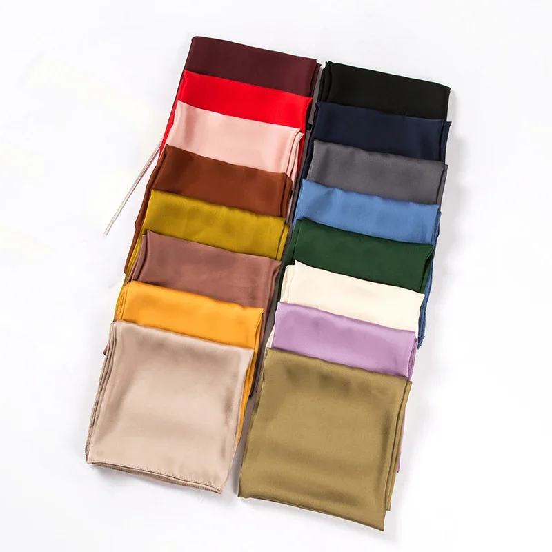 Ascot Neck Scarf - Satijnen sjaal dames 70cm effen kleur