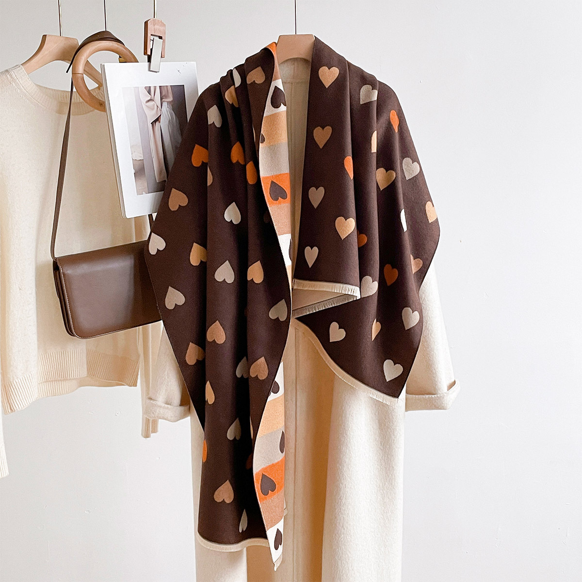 Pashmina Wrap Large - Imitatie Kasjmier Warme Sjaal Dames Gefranjerde