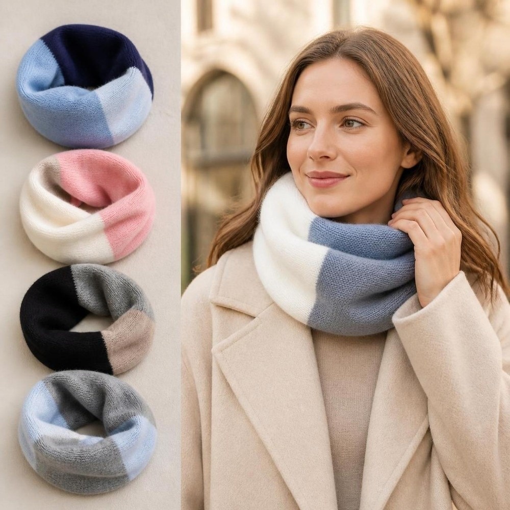 Infinity Scarf Knit - Zachte, gekleurde Infinity-sjaal, gebreide winddichte nekwarmer,