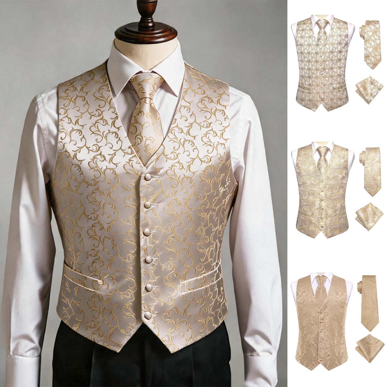 Abrikooskleurige herenvest dri - Pocket Square Set recensie en prijs