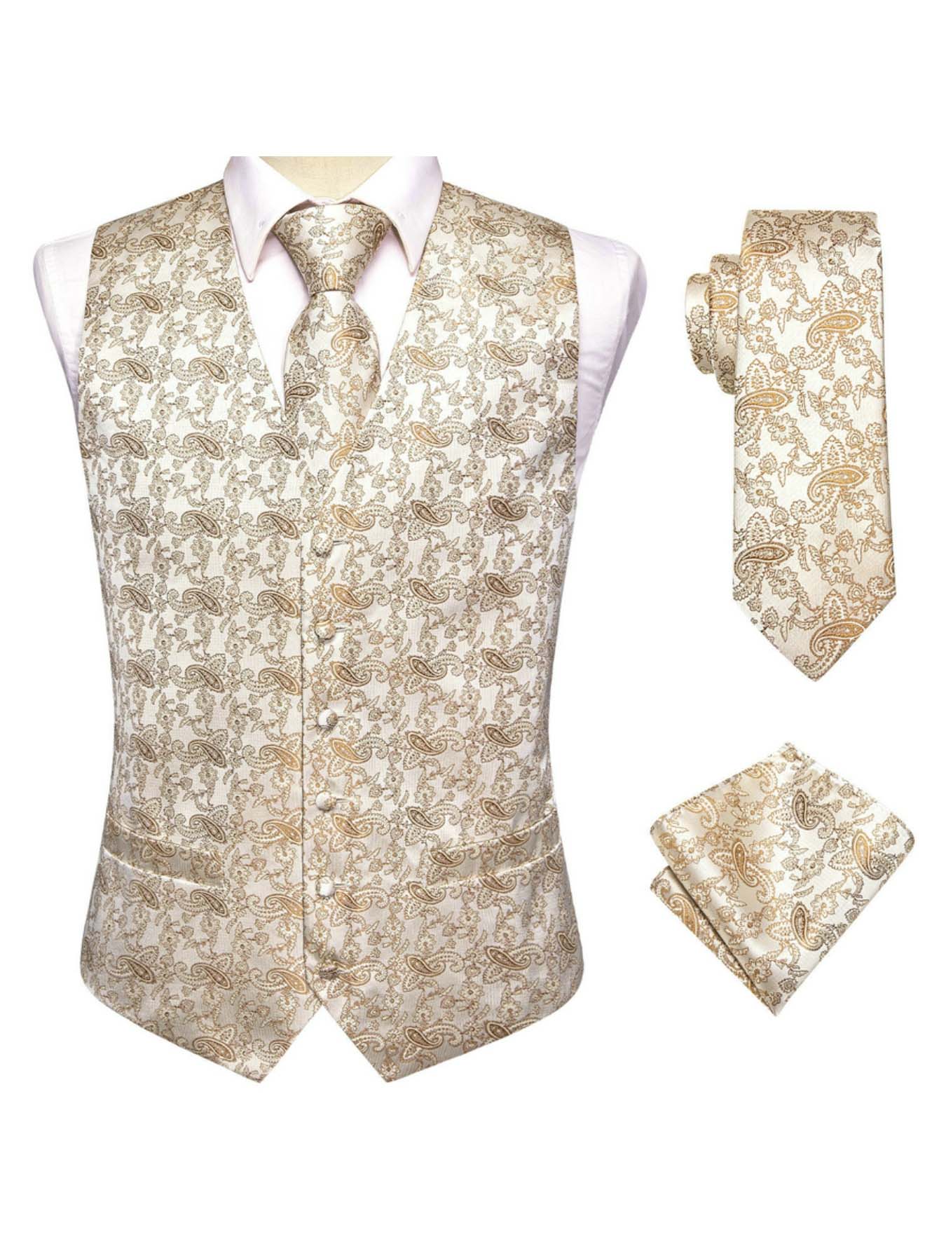 Abrikooskleurige herenvest dri - Pocket Square Set recensie en prijs