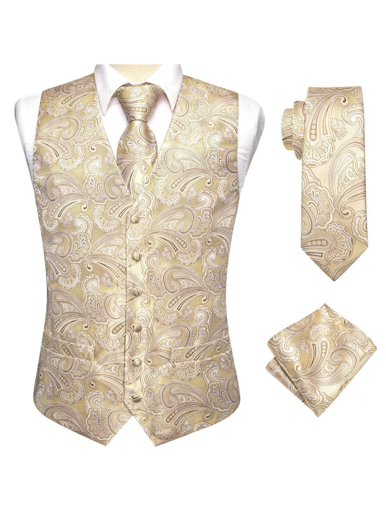 Abrikooskleurige herenvest dri - Pocket Square Set recensie en prijs
