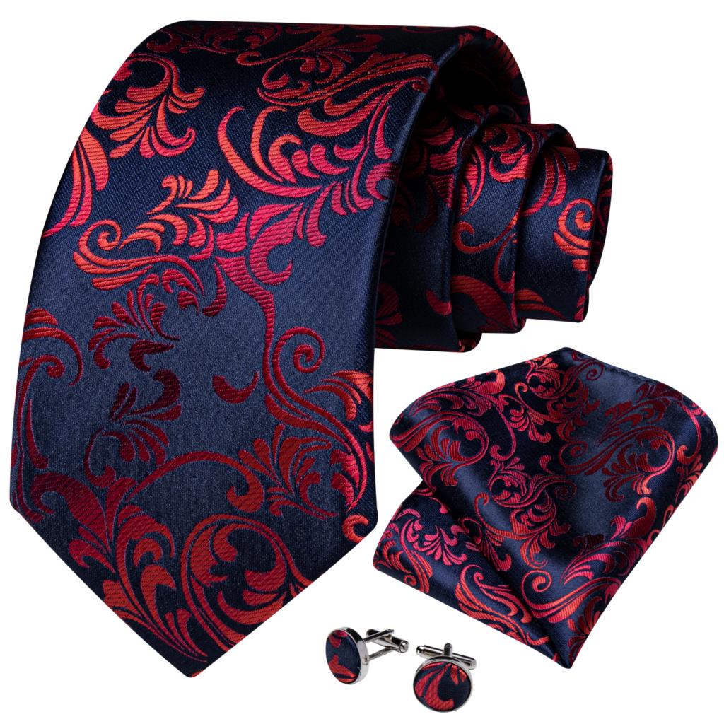 Luxe Rode Bloemen Blauw Zijden - Pocket Square Set recensie en prijs
